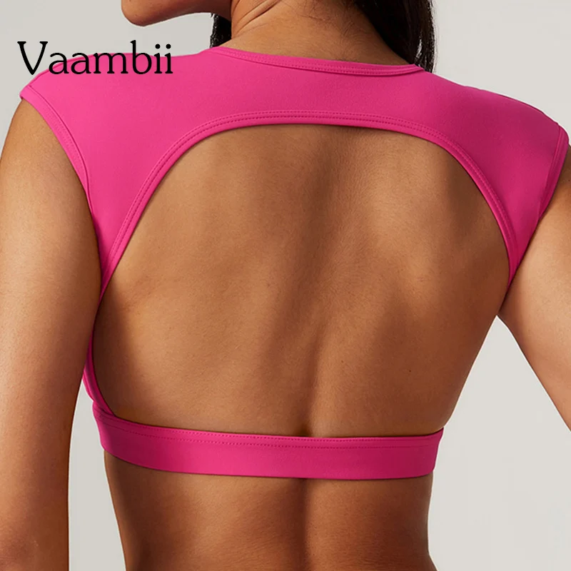 

Workout Gym Crop Top Open Back Sports Bra Top Midium Support Women Yoga Top Bras Seamless Impact Sport Bra For Woman Tops