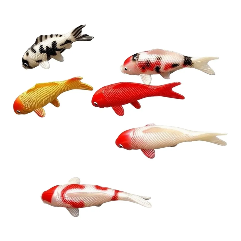6PCS Artificial For Koi Fish Figurines for Aquariums Built from Long Lasting Plastic Material for Continuous Underwater Display