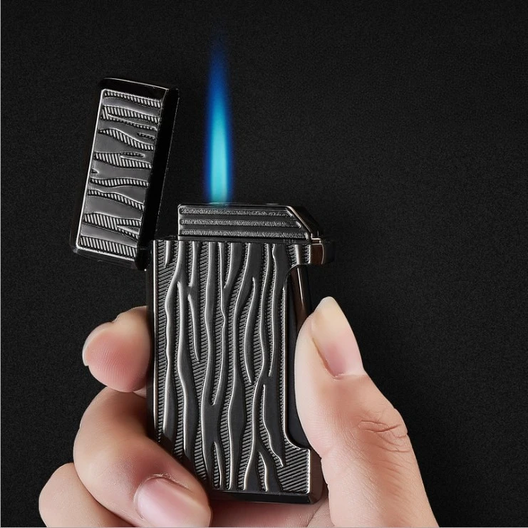 Clang Side Press Straight Lighter Personalized Pattern Edge Windproof Inflatable Lighter