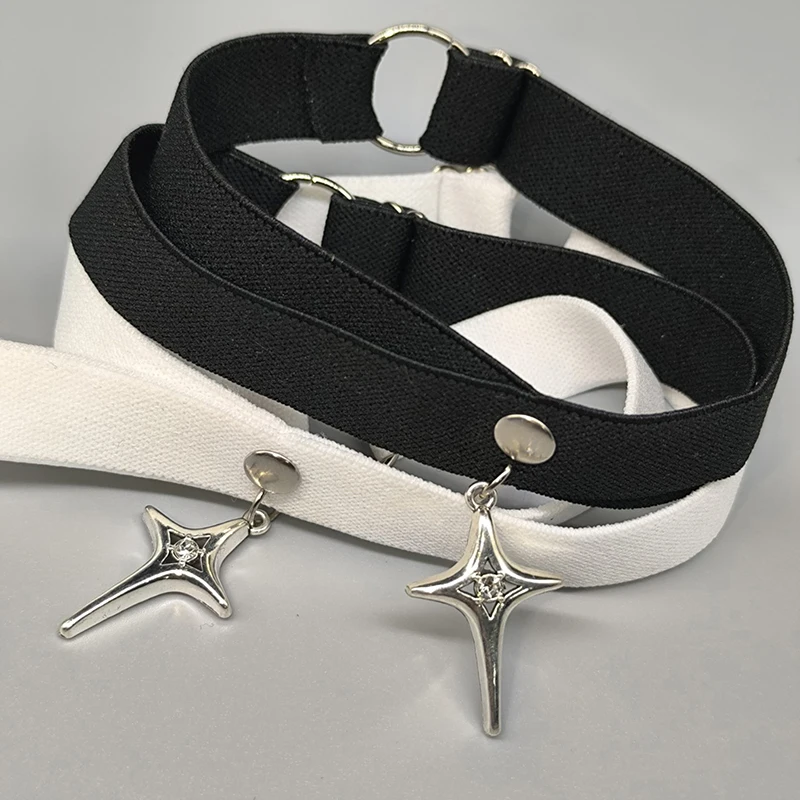 Giarrettiera elastica per gambe di ispirazione gotica con pendente a stella per giochi di ruolo, bende alla moda con cinturino alla coscia