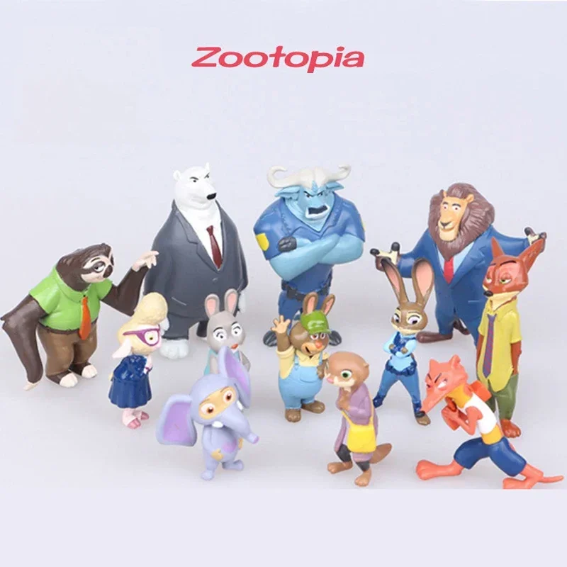 Disney Zootopia Figurki Zwierząt 12 szt./zestaw Królik Judy Hopps Lis Nick Wilde Figurki Akcji z Filmu Prezent dla Dzieci Kolekcja
