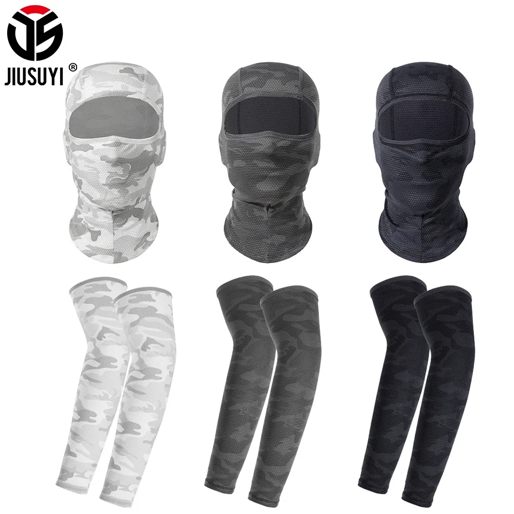 Outdoor zonwering bivakmuts en armmouwen set anti-uv ademend fietsen hardlopen vissen volledig masker armhoezen heren dames