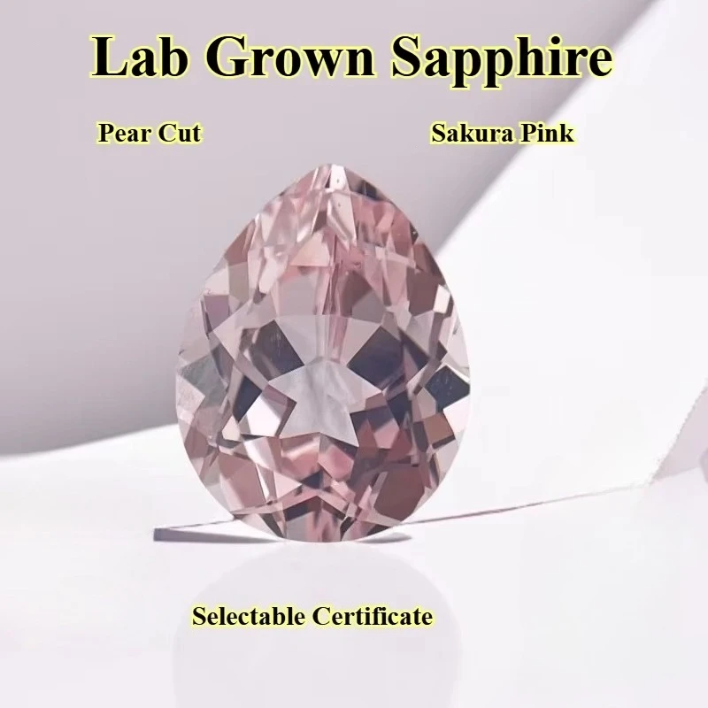 Birnenförmiger und Asscher-Schliff Sakura Rosa Labor-Gezüchteter Saphir – Detail 4