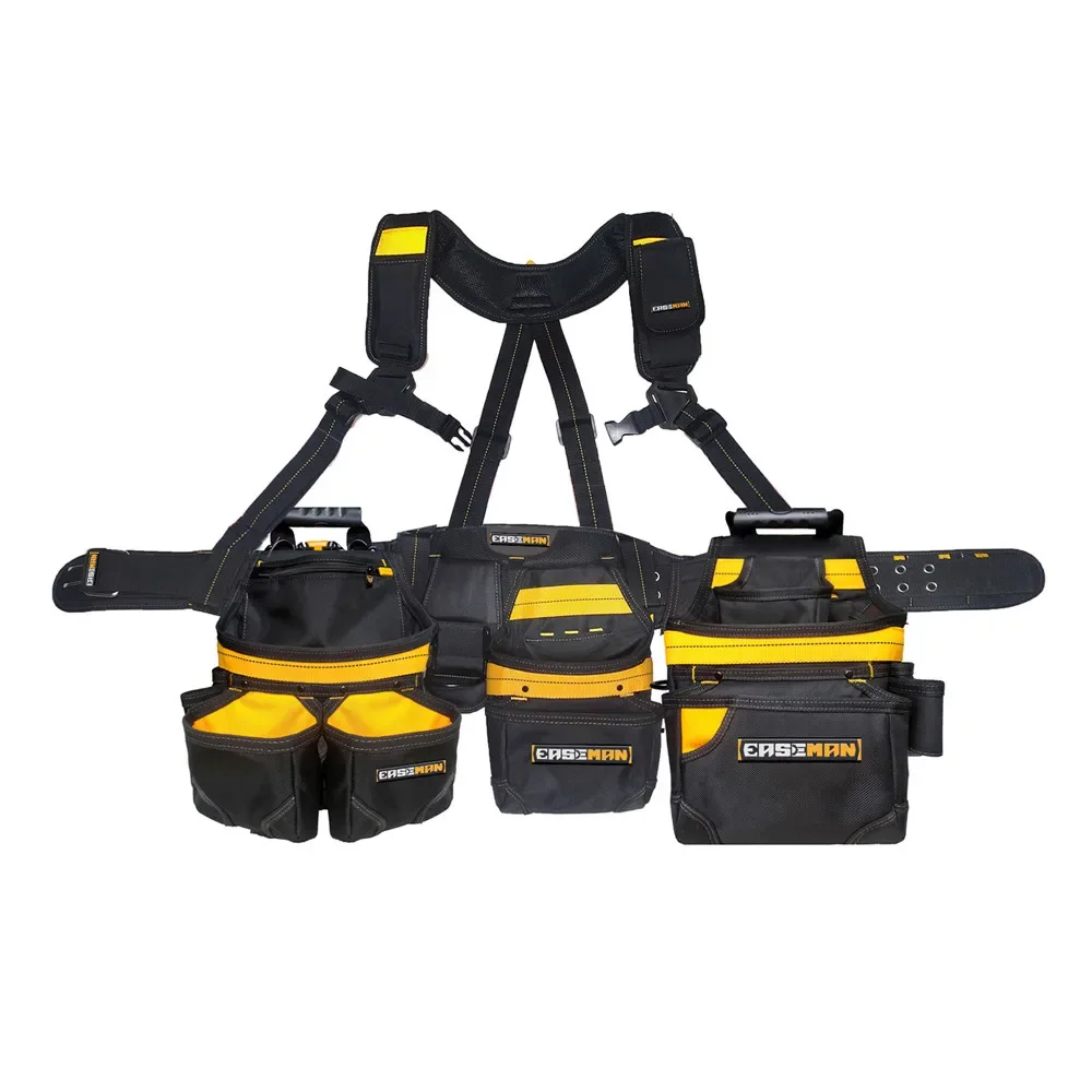 EASEMAN-Professional Heavy Duty Tool Belt Set, cintura Bag, Hardware Armazenamento para Ferramentas Eletricista, Carpintaria Homem Presente