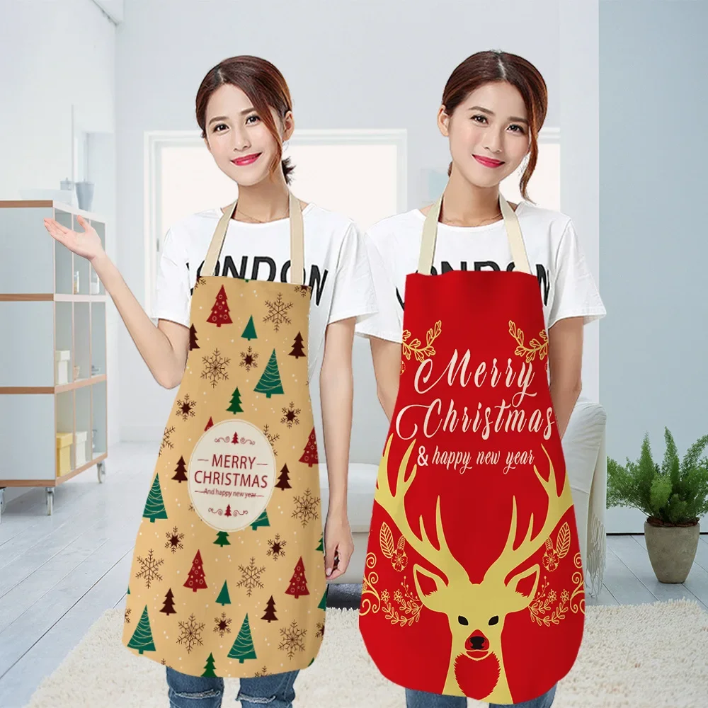 1 Pcs Christmas Kitchen Aprons for Woman Xmas Decoration Aprons for Kids Adults Women Men Dinner Party Cooking Apron