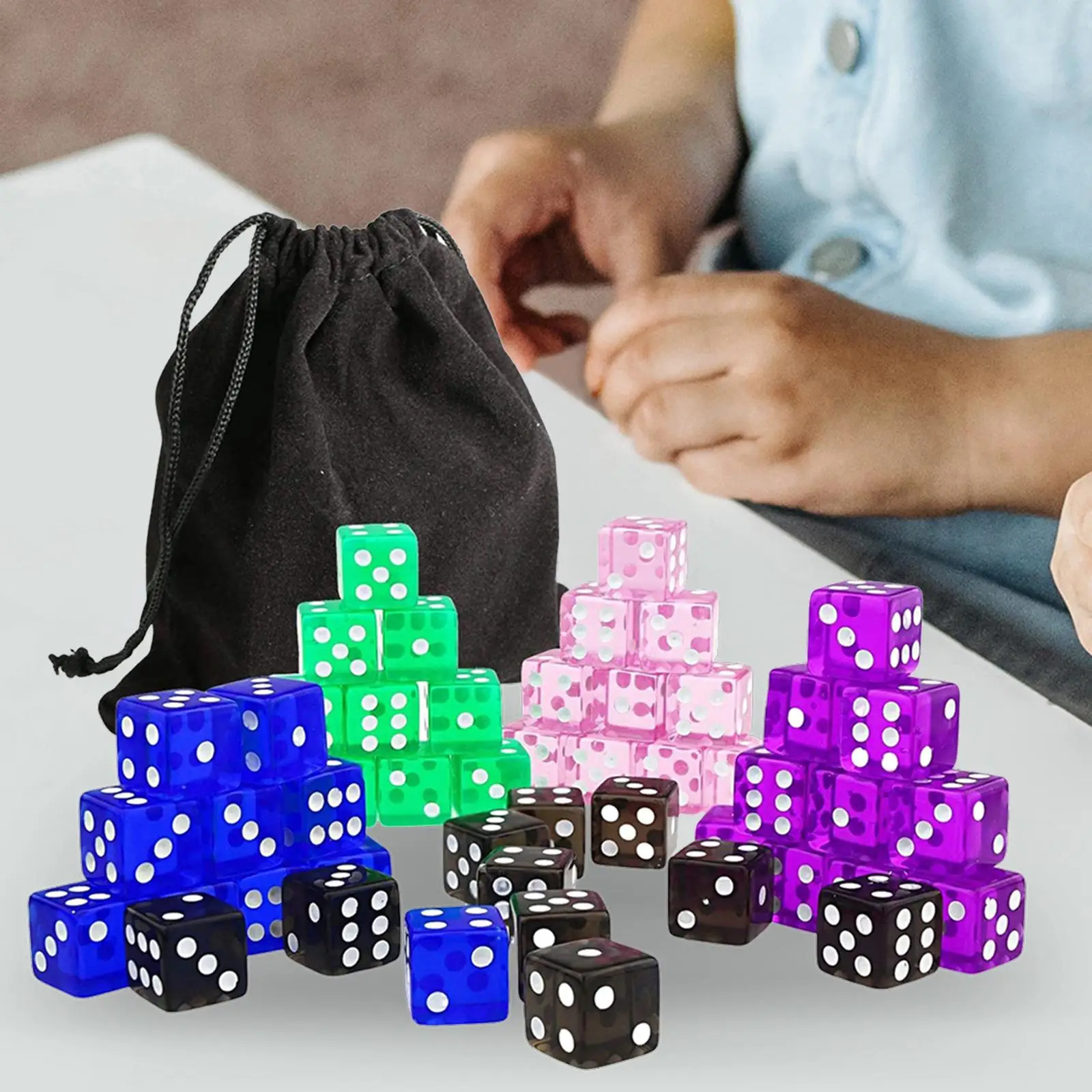 Polyhedral Dices 16mm Board Game Accessories with Cloth Bag for Role Playing and Teaching Counting Toys
