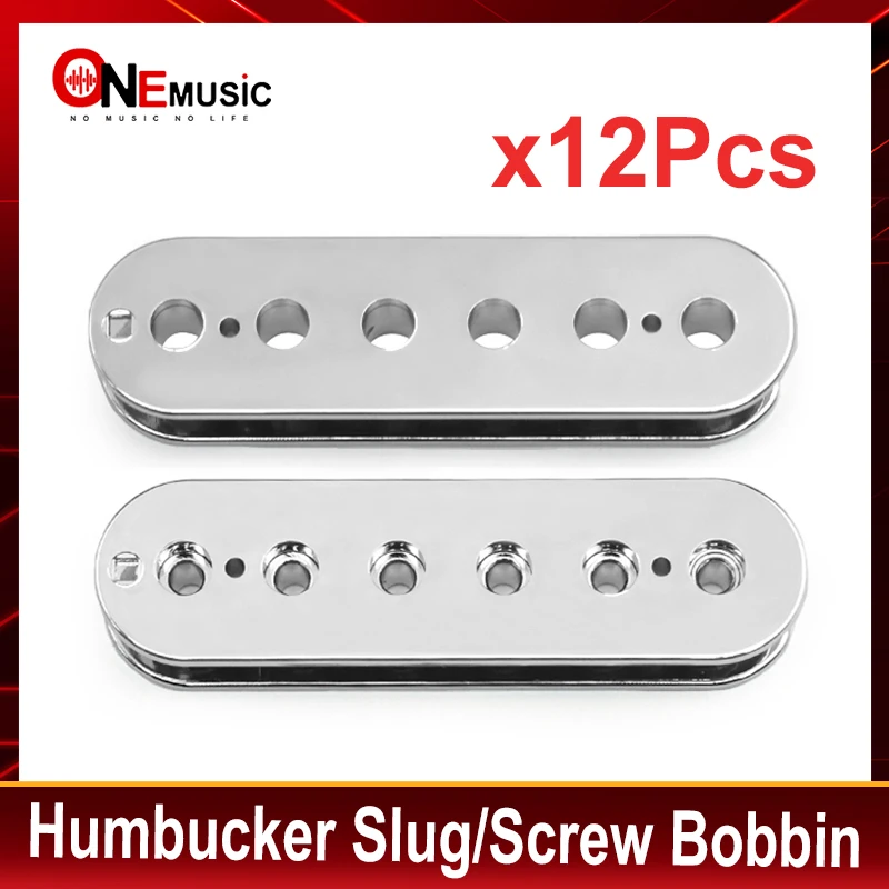 12Pcs Chrome Plated Humbucker Bobbin N:50/B:52MM Dual Coil Pickup Bobbin for Electric Guitar Pickup Slug/Screw Bobbin Chrome