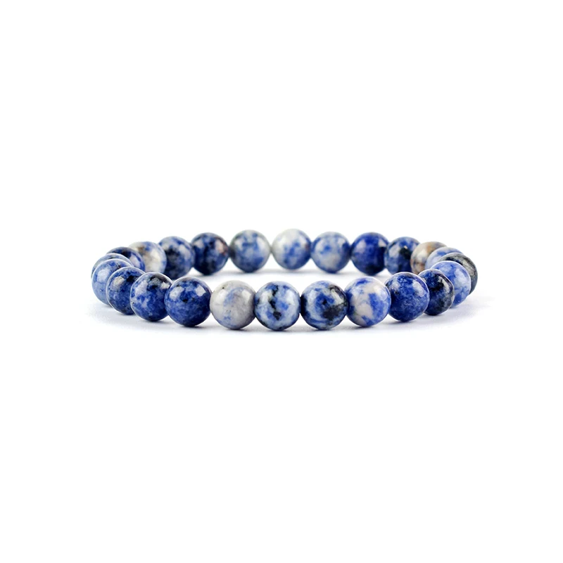 Blue Beads Natural Stone Beads Bracelet Homme Man Lapis Lazuli Aquamarine Crystal Blue Tiger Eye Spot Handmade Jewelry for Women