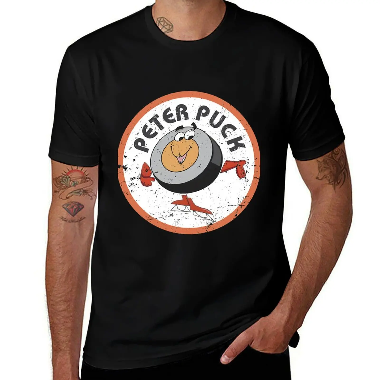 

Funny Peter Hockey Sport Puck Cartoon T-Shirt graphic tee shirt cotton graphic tees mens designer t shirt