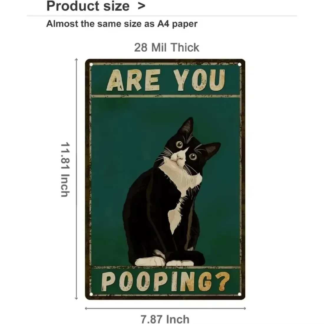 Tuxedo Cat Funny Quote Metal Sign – Vintage Bathroom Decor for Home