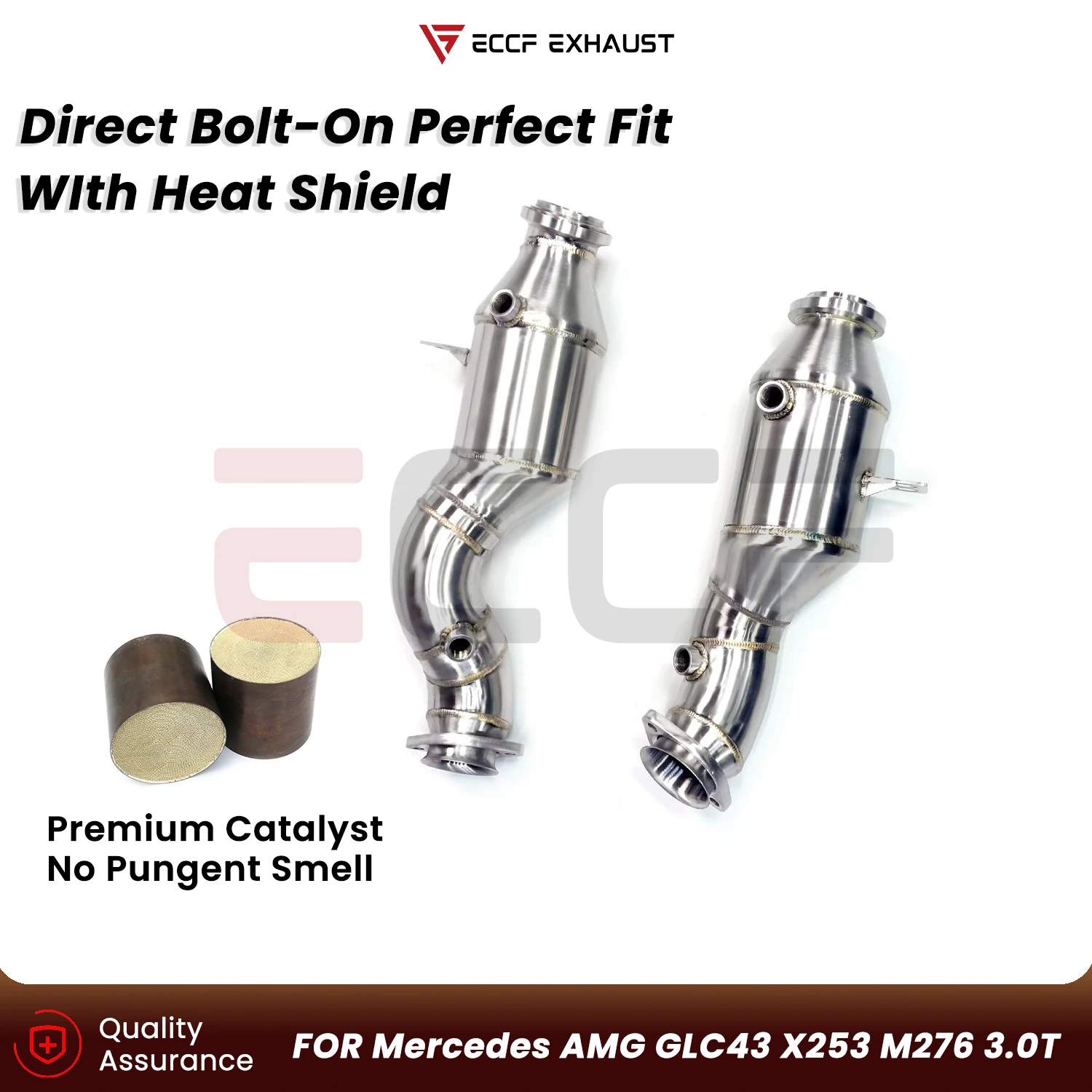 ECCF Sporty Downpipe For Mercedes AMG GLC43 X253 M276 3.0T Aggressive Exhaust Sound Plug and Play Performance Upgrade