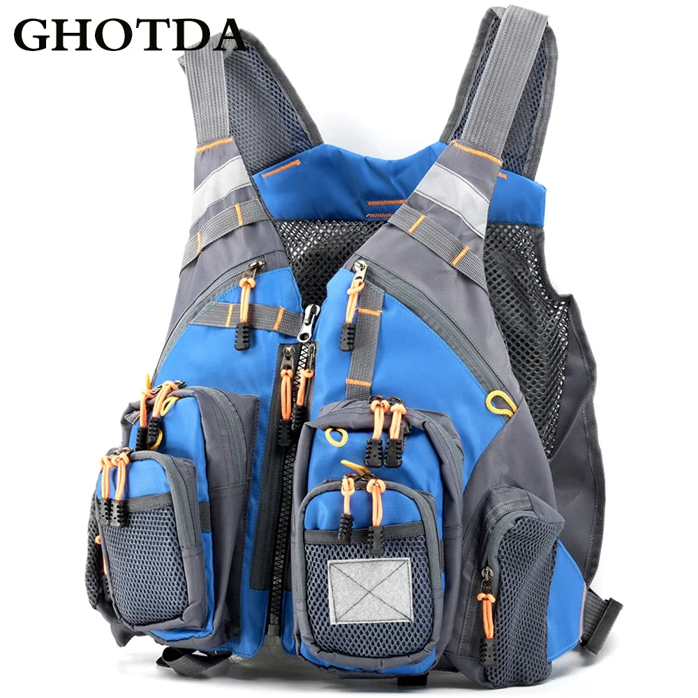 

GHOTDA Fly Fishing Vest Polyester Outdoor Swimming Life Backpack for Carp Pesca