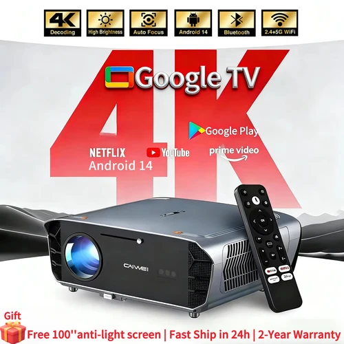 Imagen 1 del producto Nuevo proyector 3500ANSI 4k UHD google tv proyector TOF de cine en casa 1080P android 2,4 + 5G wifi haz proyector de vídeo de enfoque automático caliente