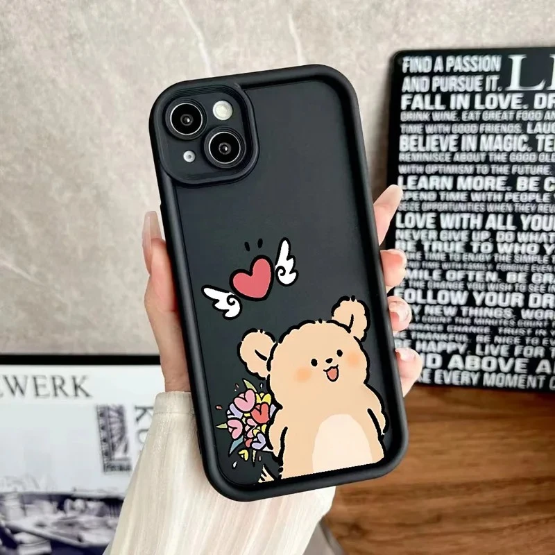 Gourde لطيف الحب القلب الكلب الكرتون أنماط جراب هاتف آيفون 16 15 14 12 13 11 برو ماكس
