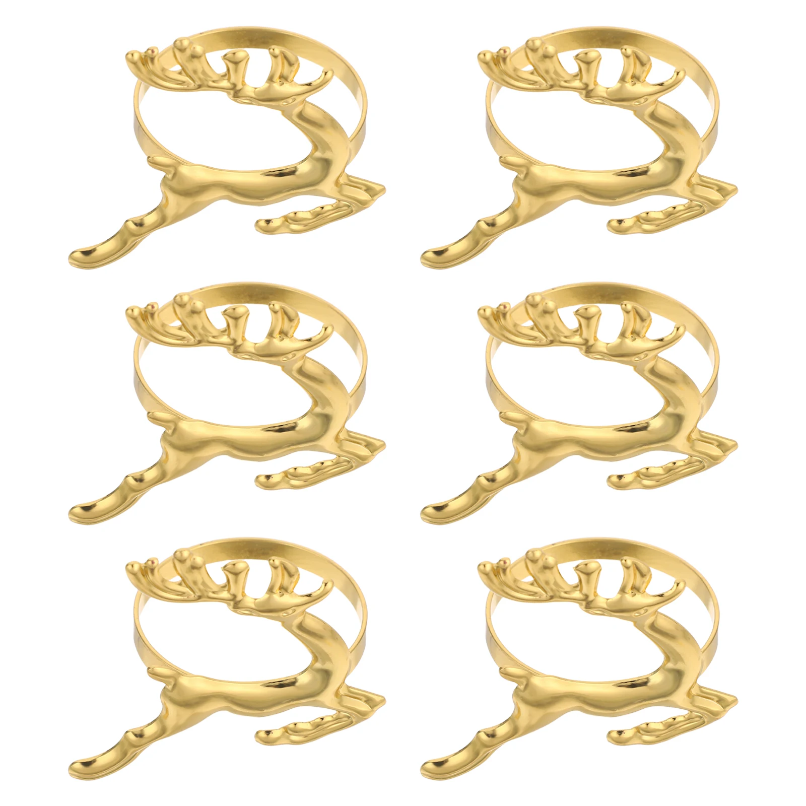 

6 PCS Christmas Napkin Rings Tissue Decorative Holders Dinner Elk Iron Table Setting Buckle Banquet Reindeer