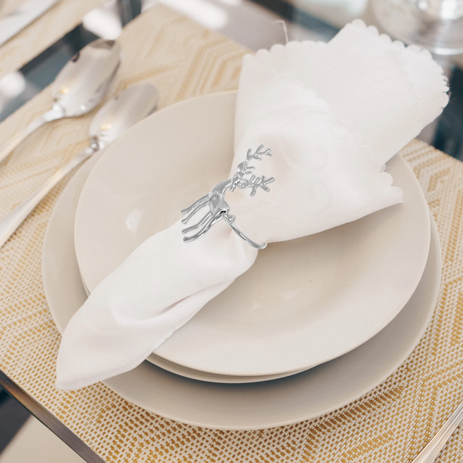 

6pcs Premium Napkin Practical Napkin Buckles Ringscreative Deer Table Dining Decors Buckles For Party Home Decorations