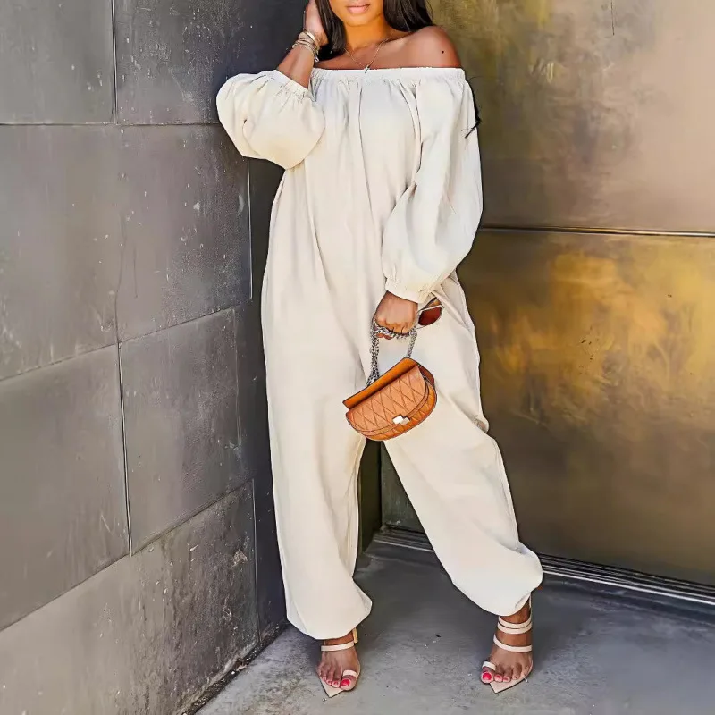 Jumpsuits Women One Piece Off Shoulder Full Sleeve Overalls Long Pants High Waist Rompers Y2k Streetwear Jumpsuit Work 2026