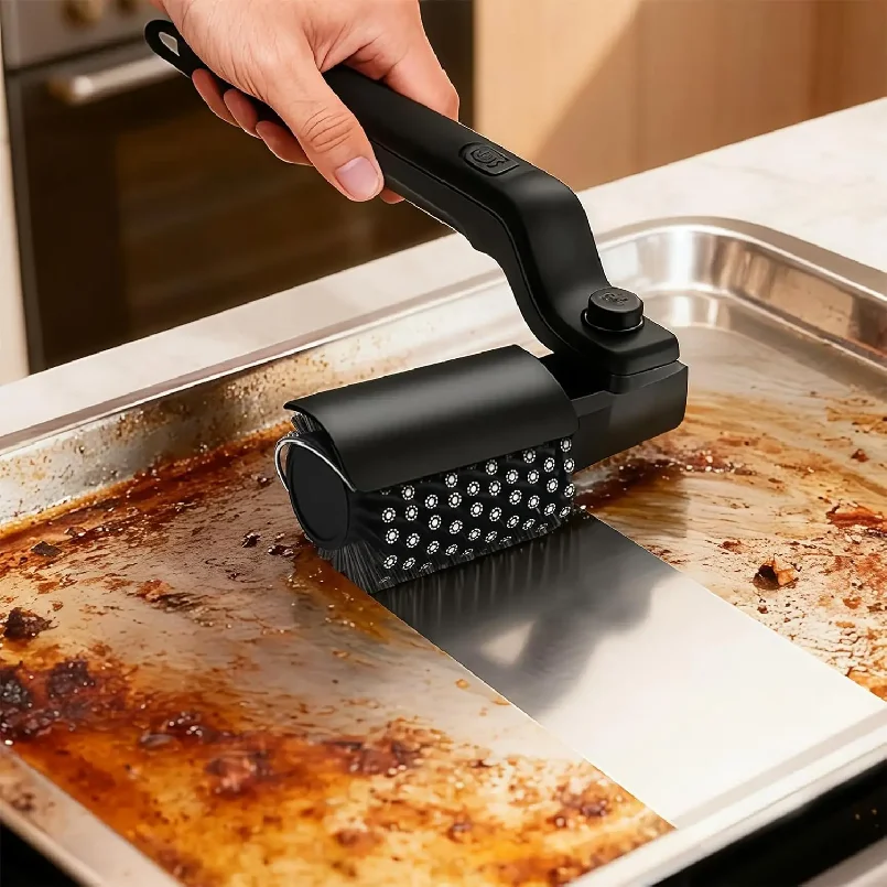 Electric Grill Brush Cleaning BBQ Cleaner Brush Cordless Rechargeable Rotary Adjustable Outdoor Heavy Oil Stains Clean Tool