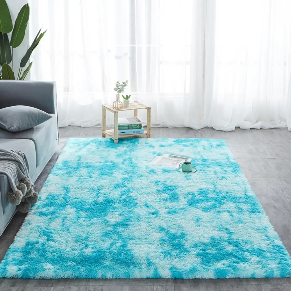 Floor Rug Modern Super Colorful Long Plush Machine Washable Non-slip Fluffy Tie-Dye Rug Soft Floor Shaggy Area Carpet