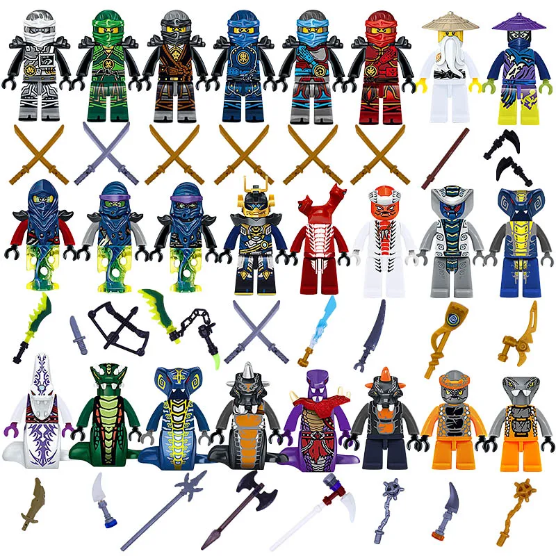 24 stücke Ninja Set Mini Spielzeug Puppe Figur Geist Böse Pythor Chop'rai Mezmo Motorrad Jay Cole Kai Zane Lloyd Gebäude block Spielzeug