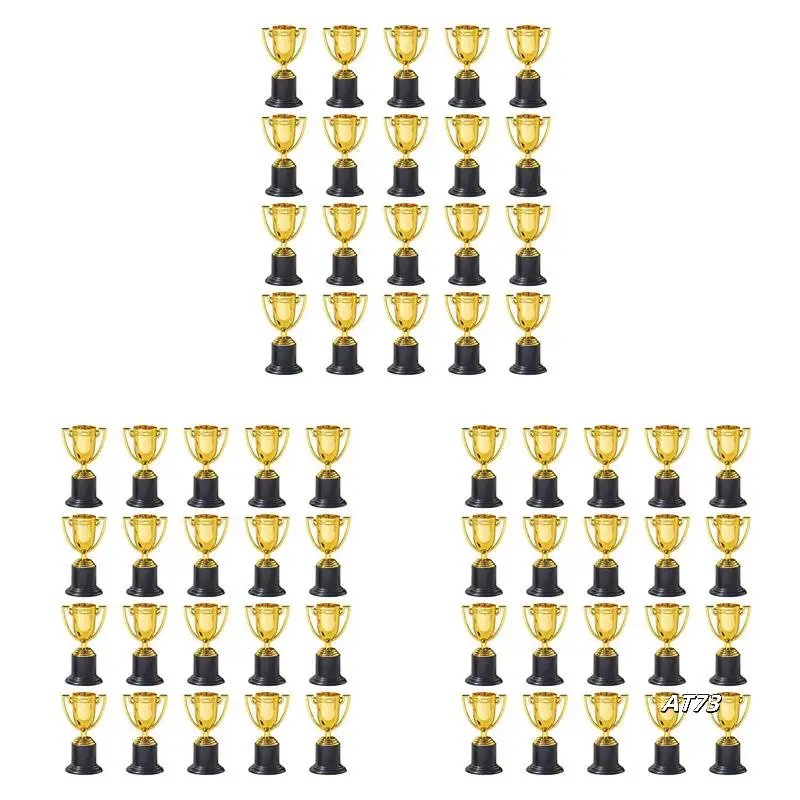 

60PCS Mini Plastic Gold Cups Trophies For Party Children Early Learning Prizes Children's Holiday Trophy Reward