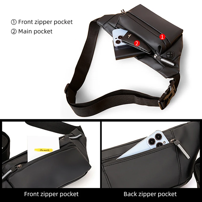 Men Multifunctional Chest Bag Business Waist Pack Outdoor Sport Tote Travel Shoulder Bags with Earphone Hole Portable Fanny Pack
