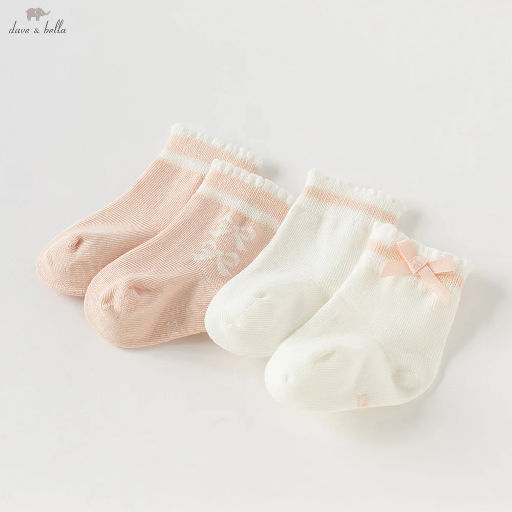 

Dave Bella Children's Socks Baby Breathable Socks Autumn Girls Bow Short Socks Sweet Cute Elastic Socks DB3253287