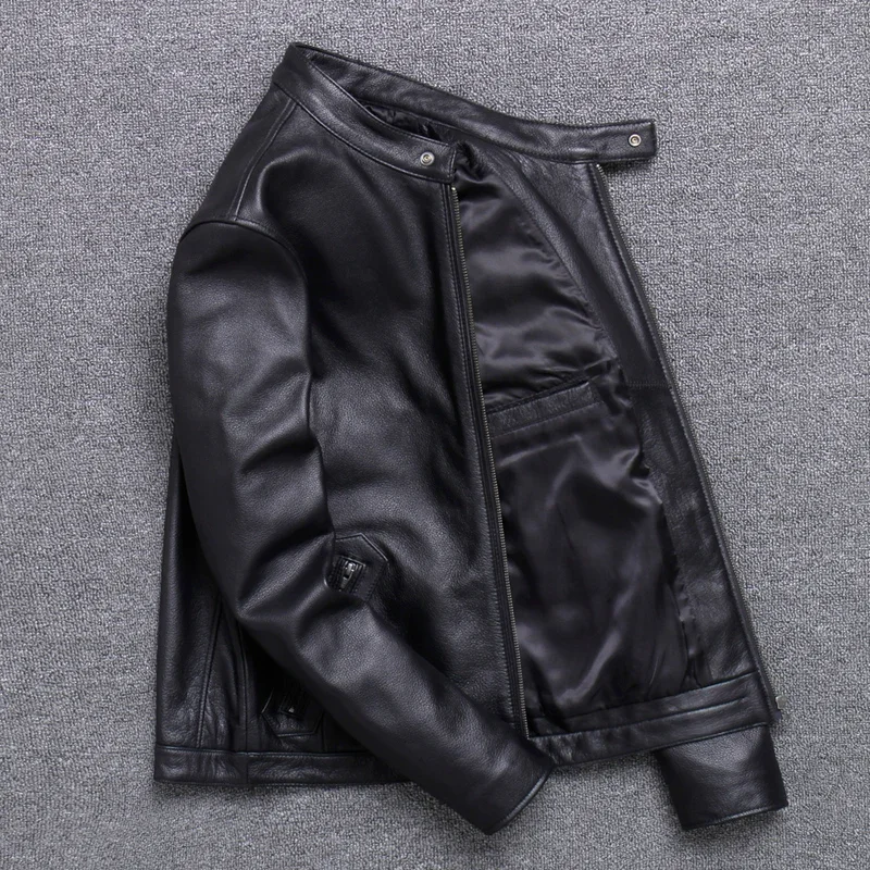 Free shipping.Plus size.men Classic casual leather jacket. super sales origin natural cowhide coat.slim short leather cloth