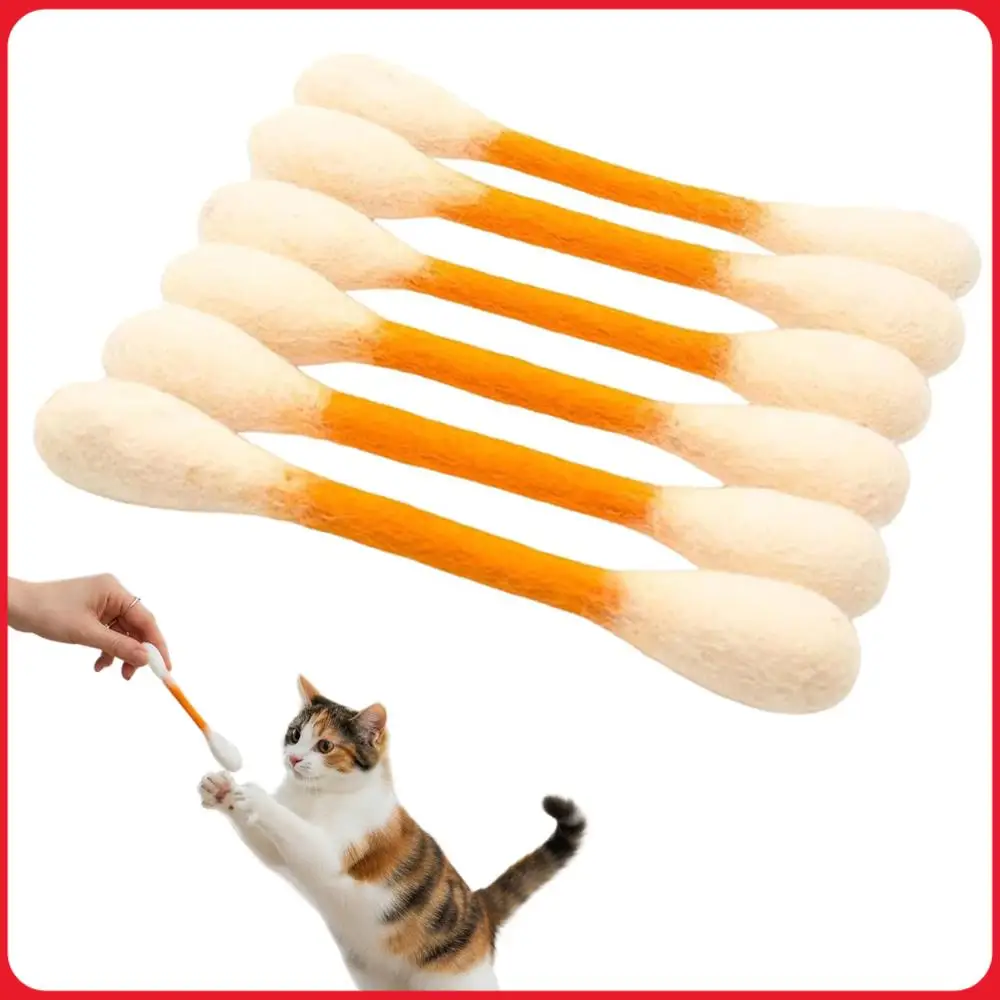 6er-Pack riesige Qtip Katzenspielzeuge mit Katzenminze, Baumwollstäbchen-Katzenspielzeug, Kätzchen-Kauspielzeug, Zahnreinigungsseile gegen Langeweile, zur Bewegung & als Verdauungshilfe