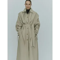 VC * Women's Single-Breasted Trench Coat with Belt, Long Oversize Jacket, Loose Lapel, Casual Commuter, Fall and Winter, New