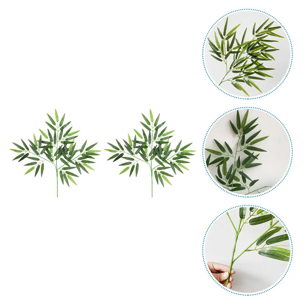 

2Pcs Decorative Bamboo Leaves Simulation Plant Material for Wall Pot Display Lightweight Easy Care Home Shop Decor Green