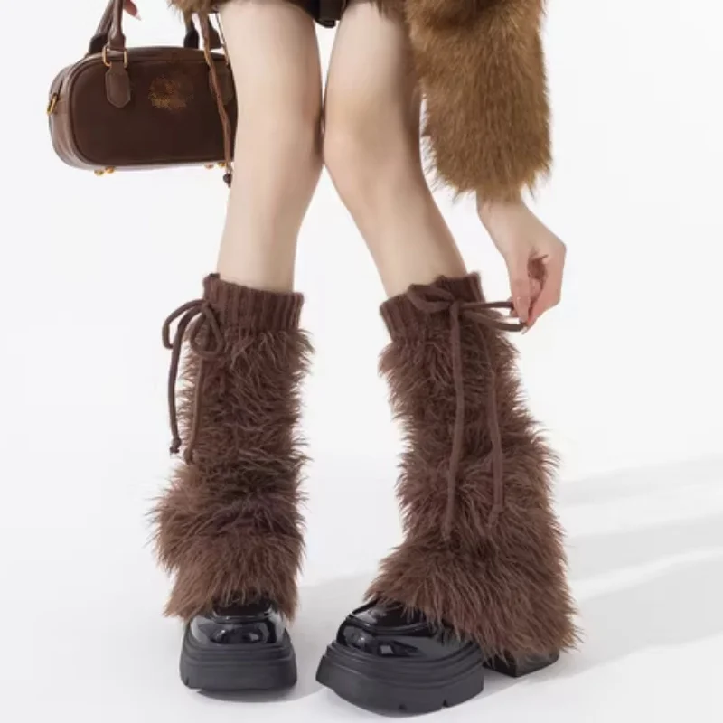 

Теплые пушистые леггинсы женские осенне-зимние Thiened Binding Sos Y2K Spicy Girl Pluie Leg Cover JK сексуальные Sos до середины икры