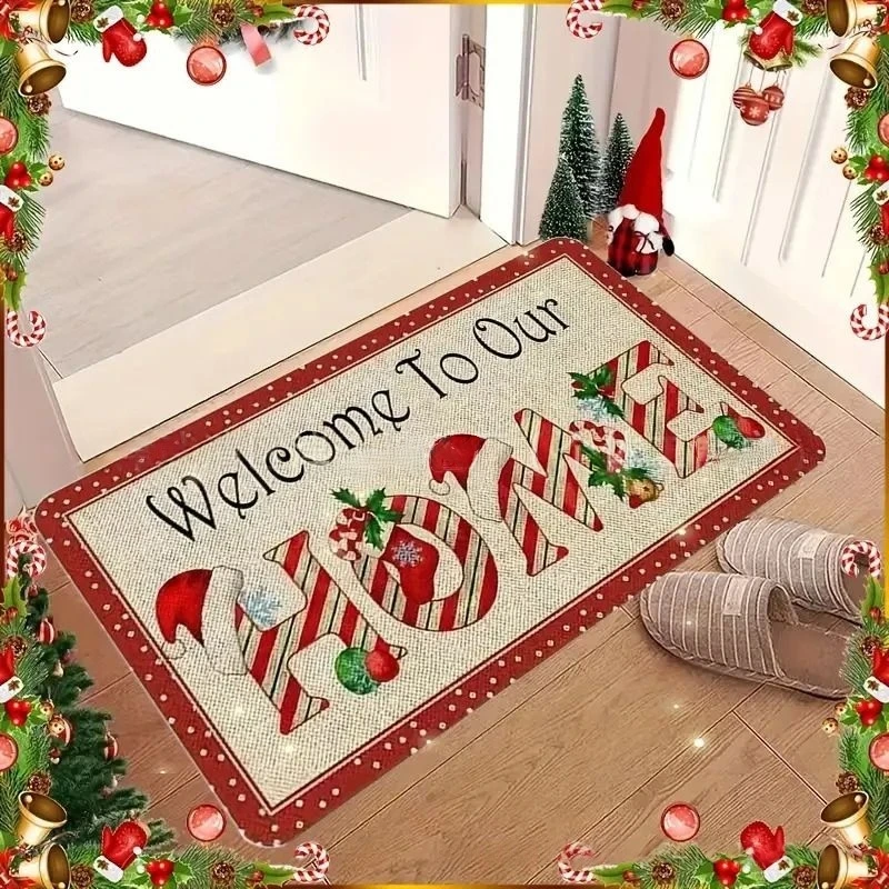 Christmas Velvet Bathroom MATS Water-Absorbing Bathroom MATS Durable And Stain-Resistant Bathroom Carpets Entrance Door MATS