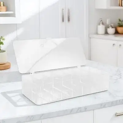 

Transparent Multi-Grid Tea Bag Organizer Storage Box with Cover Thickened Material Large Capacity Coffee Sugar Bags Holder