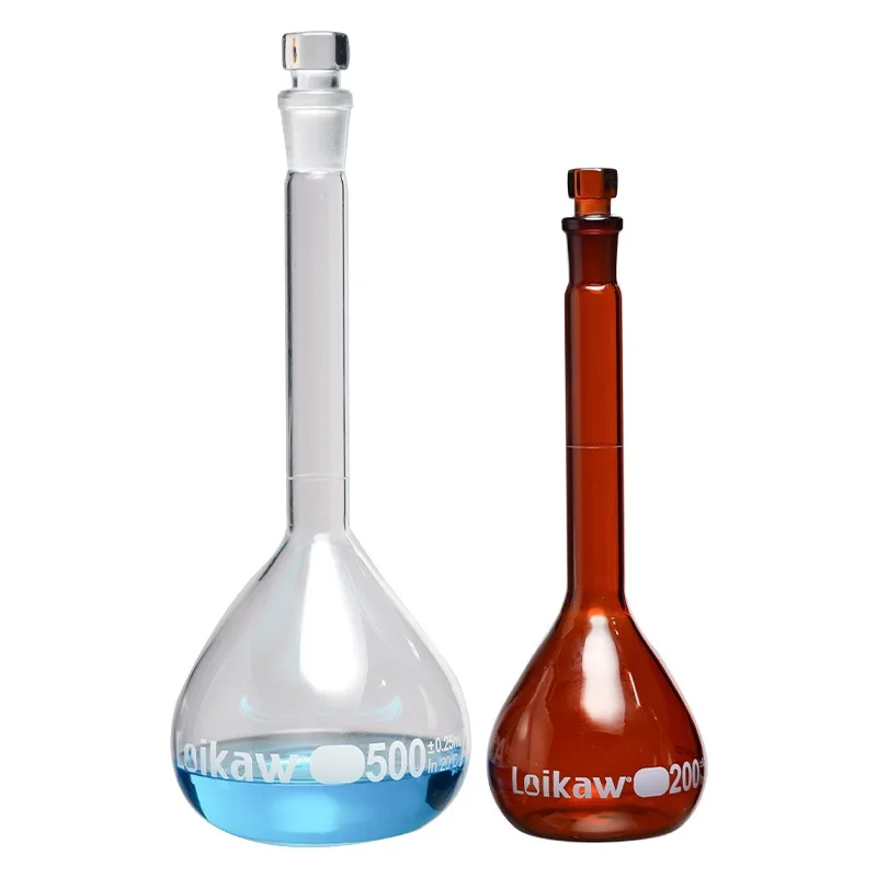 Premium Clear Brown Glass Stopper Volumetric Flask A Grade Borosilicate 5-2000ml Lab Certified