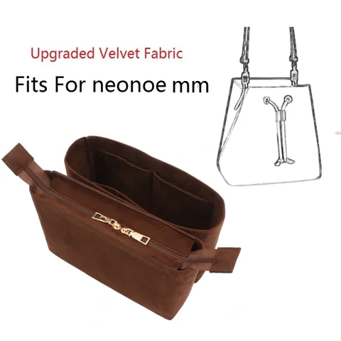 NeoNoe 버킷용 벨벳 천 삽입 가방, 정리함 메이크업 핸드백 정리함 여행 이너 지갑, 휴대용 화장품 가방
