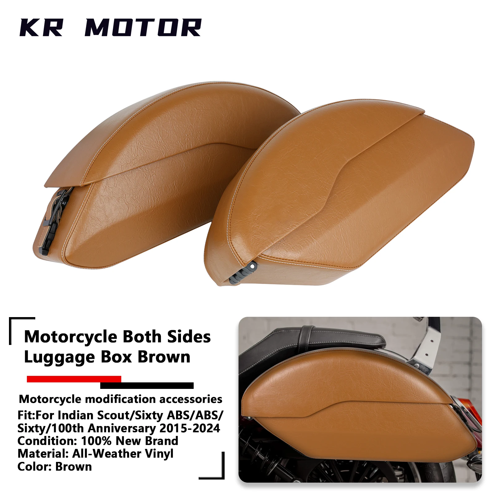 

Подходит для мотоцикла Indian Scout/Sixty ABS/100-летия 2015-2024 гг. ‎ Жесткие седельные сумки Коричневый боковой ящик и монтажный комплект