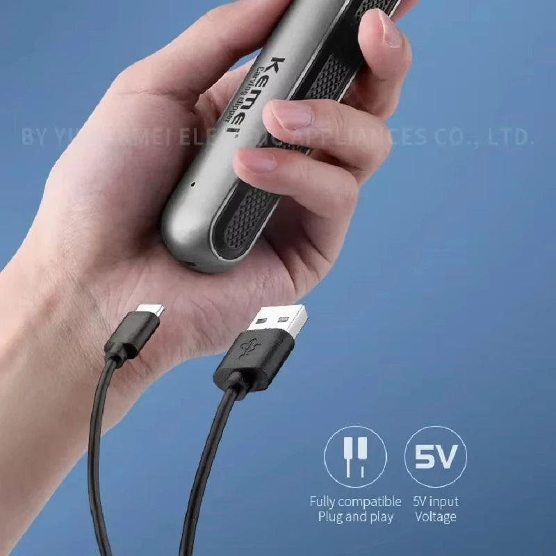 USB شحن صفر قطع شفرة اللاسلكي الشعر المتقلب Kemei KM-1757 مقص الشعر الجوف رئيس الحلاق آلة قص الشعر