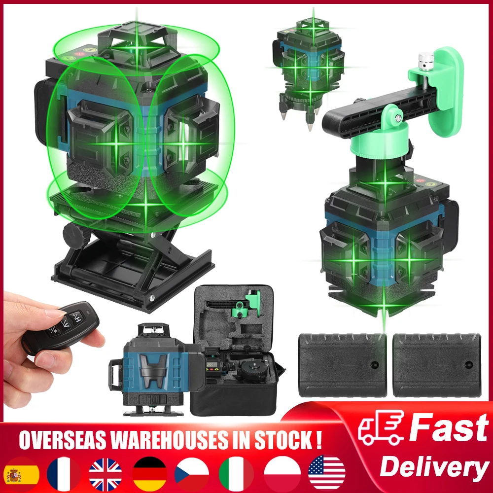 

16 Lines Laser Level 3° Self-leveling Machine 2pcs Lithium Battery Remote Control Construction Decoration Laser Leveling Tool