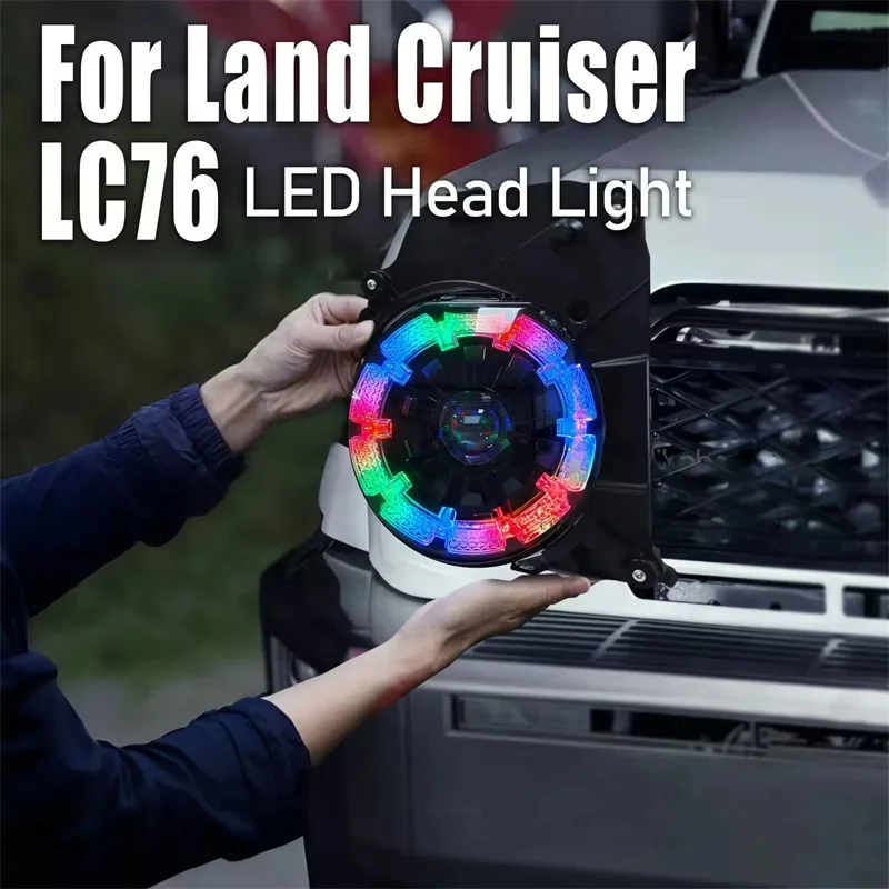 For Toyota RGB LC70 LC76 LC79 Retrofit Headlamp Angry Eye Corner Lights Bi LED Projector Headlights