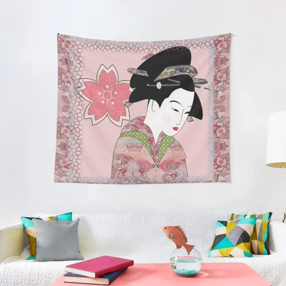 

Cherry Blossom Geisha Tapestry Decor For Bedroom Decoration Aesthetic Tapestry