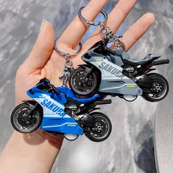 Mini Clockwork Motorcycle Keychain Exquisite Motorcycle Race Model Keyring Pendant Creative Jewelry Car Key Ornament Small Toy