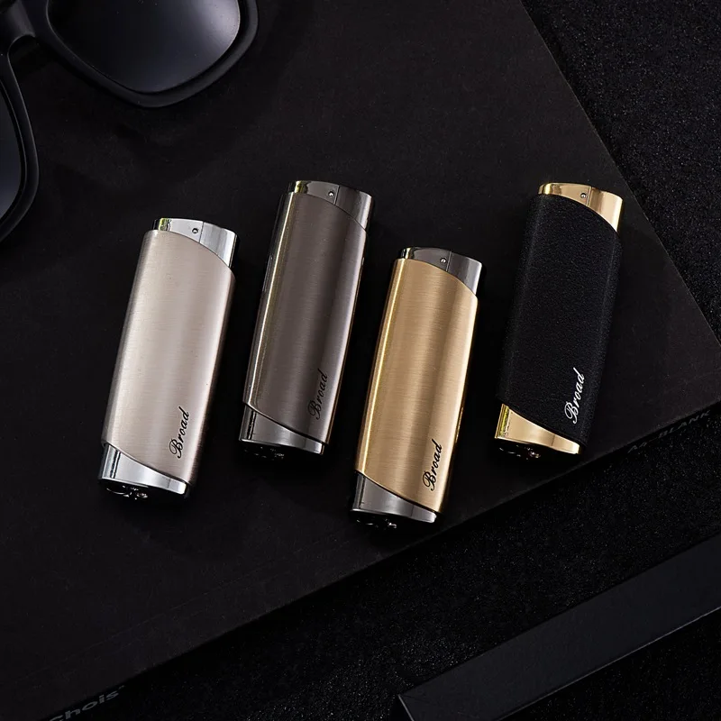 Broad Metal Windproof Cigar Cigarette Lighter Jet Torch Gas Flames Unusual Lighters Smoking Accessory Butane Gadgets for Men