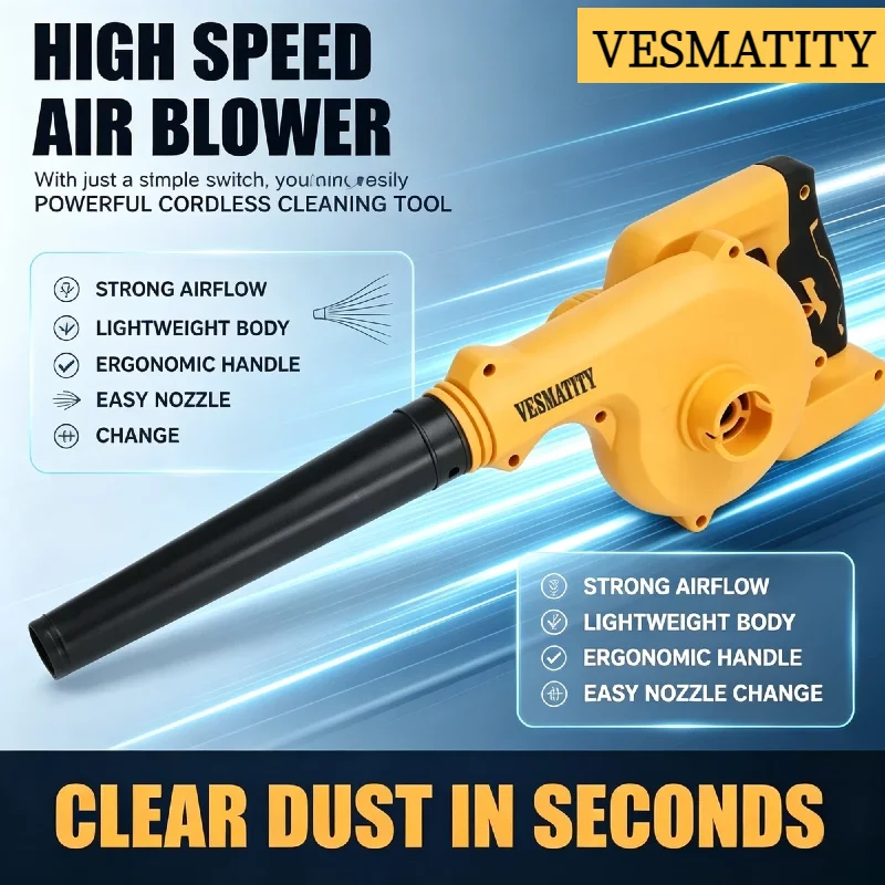 VESMATITY 2IN1 Electric Air Blower Vacuum Cleaner Dust Collector Cordless Handheld Power Tool Bare Tool No Battery for 18V