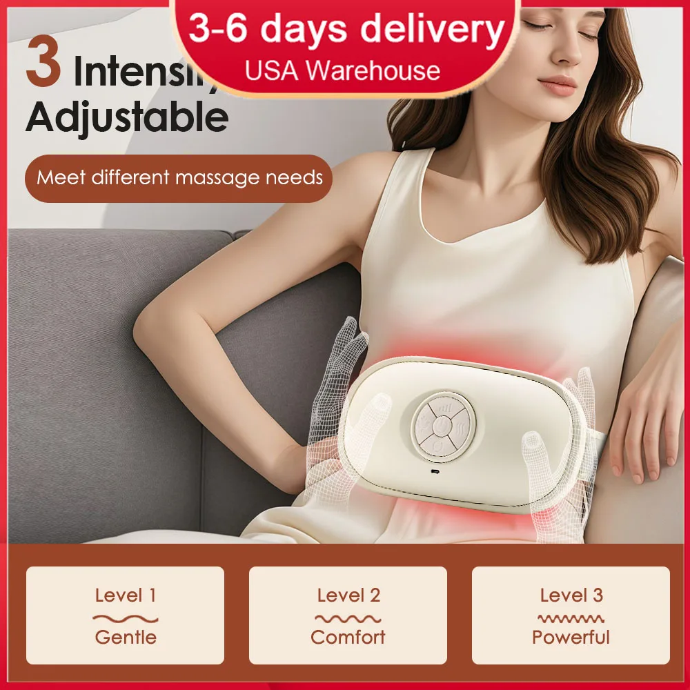 

Electric Abdominal Massager Bian Stone Kneading 2-Level Heat Hot Compress Warm Fat Burner Anti-Cellulite Belly Massage Machine