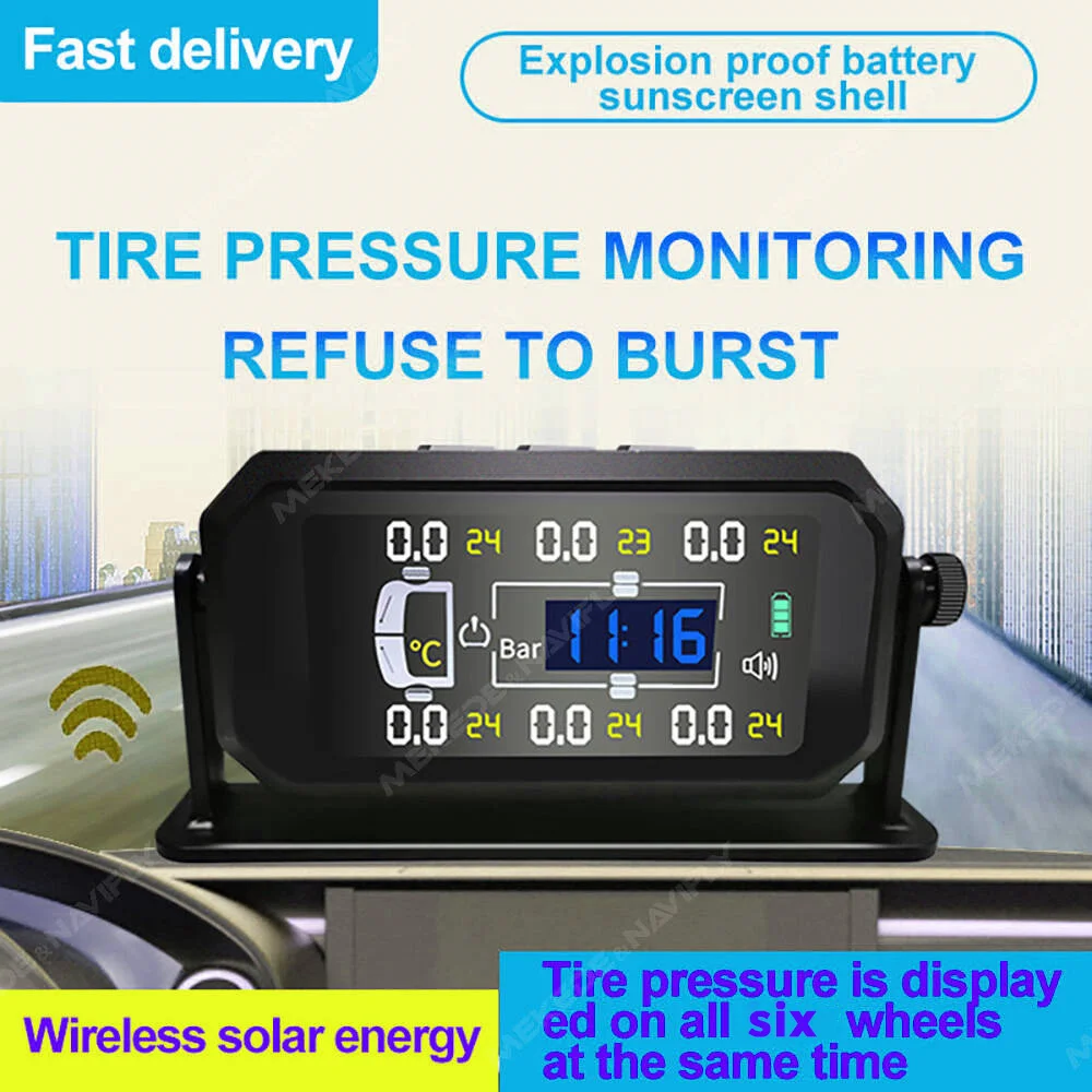 Solar Wireless TPMS Tire Pressure Monitor explosion-proof battery Tyre Pressure Temperature Monitor For Truck Van RV Vehicle
