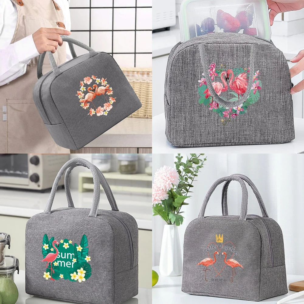 Cooler Bag for Women Insulated Thermal Food Picnic Lunch Box School Child Food Bag Tote Lunch Bags for Work Flamingo Pattern