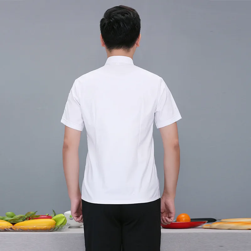 Macacão de Chef fino respirável estilo chinês masculino, tamanho grande, hotel, restauração, cozinha, roupas de cozinheiro, manga curta, roupas customizati, verão