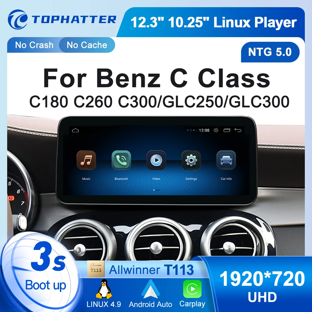 

10.25 12.3“ Car Radio For Mercedes Benz C GLC W205 C300 GLC260 GLC300 CarPlay Android Auto Multimedia Player Head Unit Screen