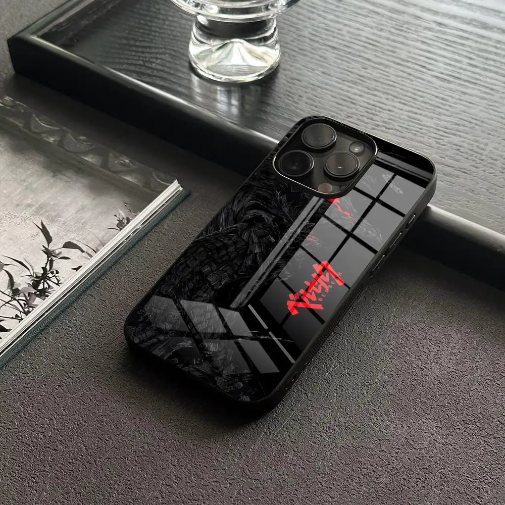 MINISO-Berserk Guts Cool Comic Etui na telefon do IPhone 17 16 14 Pro 15 13 12 Max 11 XR XS 6 Air 7 8 6s X Luxury Glass Cove — zdjęcie produktu 2